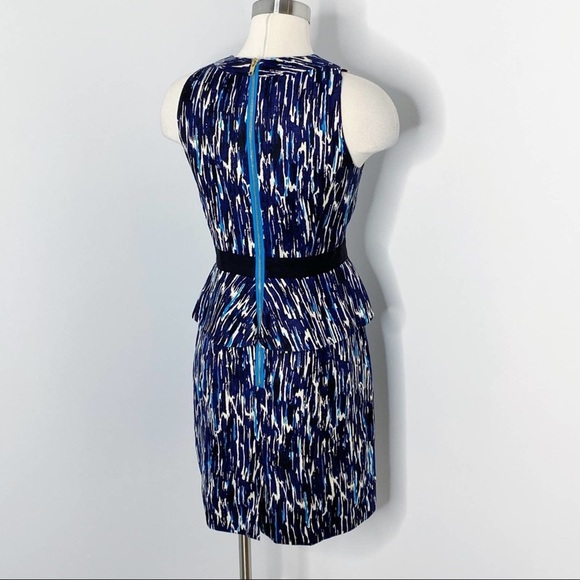 Milly Blue & Black Sleeveless Peplum Sheath Dress - Picture 5 of 8